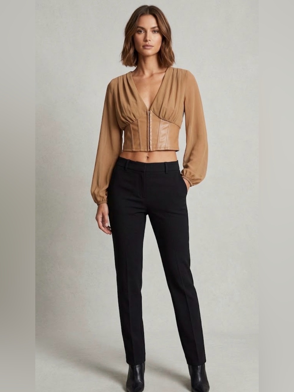 Brown Long Sleeve Blouse Like New